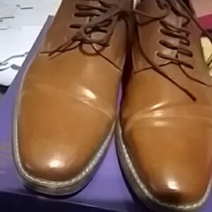 Van Heusen Tan Leather Oxford Lace-Up Shoes